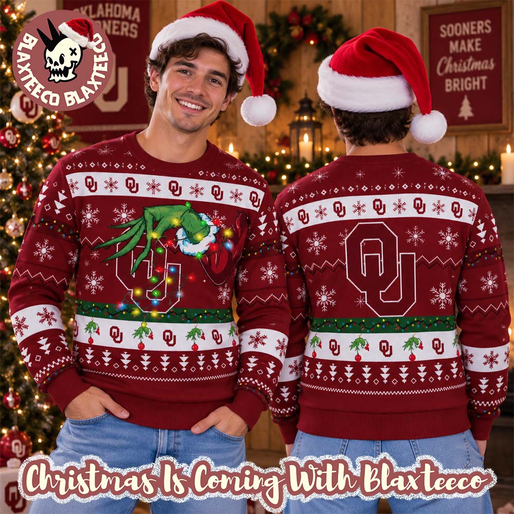 Grinch NCAA Oklahoma Sooners Grinch Hand Holiday Gift 2026 Christmas Ugly Sweater Grinch NCAA Oklahoma Sooners Grinch Hand Holiday Gift 2026 Christmas Ugly Sweater