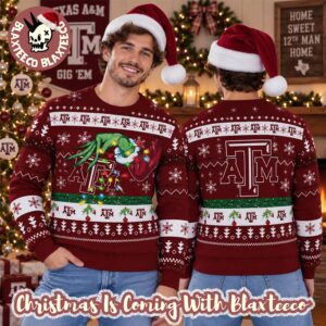 Grinch NCAA Texas A&M Aggies Grinch Hand Holiday Gift 2026 Christmas Ugly Sweater