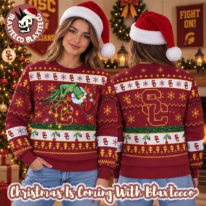 Grinch NCAA USC Trojans Grinch Hand Holiday Gift 2026 Christmas Ugly Sweater