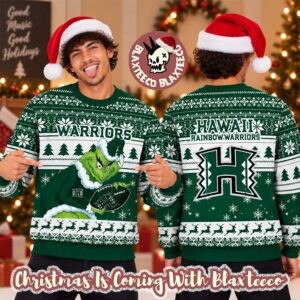 Hawaii Rainbow Warriors NCAA Grinch Stole The Ball Festive 2026 Christmas Ugly Sweater