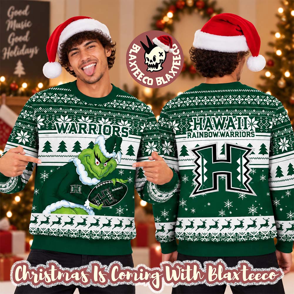 Hawaii Rainbow Warriors NCAA Grinch Stole The Ball Festive 2026 Christmas Ugly Sweater Hawaii Rainbow Warriors NCAA Grinch Stole The Ball Festive 2026 Christmas Ugly Sweater