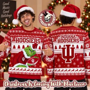 Indiana Hoosiers NCAA Grinch Stole The Ball Festive 2026 Christmas Ugly Sweater