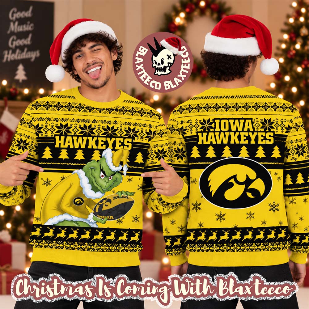 Iowa Hawkeyes NCAA Grinch Stole The Ball Festive 2026 Christmas Ugly Sweater Iowa Hawkeyes NCAA Grinch Stole The Ball Festive 2026 Christmas Ugly Sweater