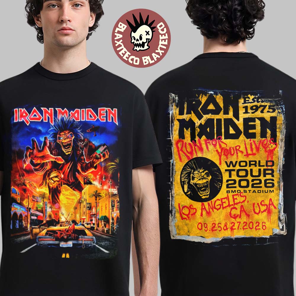 Iron Maiden Los Angeles CA Event Tee 2026 Live At BMO Stadium On September 25 27 2026 Run For Your Lives Tour T-Shirt Iron Maiden Los Angeles CA Event Tee 2026 Live At BMO Stadium On September 25 27 2026 Run For Your Lives Tour T-Shirt