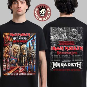 Iron Maiden X Megadeth Run For Your Lives 2026 Tour Eddie And Vic Drinking Beer T-Shirt