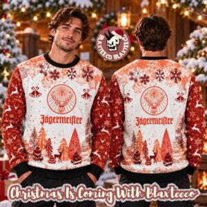 Jagermeister Big Logo In Orange Knitting Chirstmas Pattern Ugly Sweater 2026