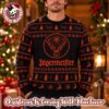 Jagermeister Deer Big Logo Snowflakes And Pine Tree In Red And Green Christmas Holiday Ugly Sweater