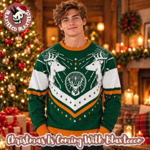 Jagermeister Logo Between The Stag Holiday Ugly Sweater