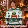 Jagermeister Reindeer Bottle Signature Green And Orange Christmas Ugly Sweater