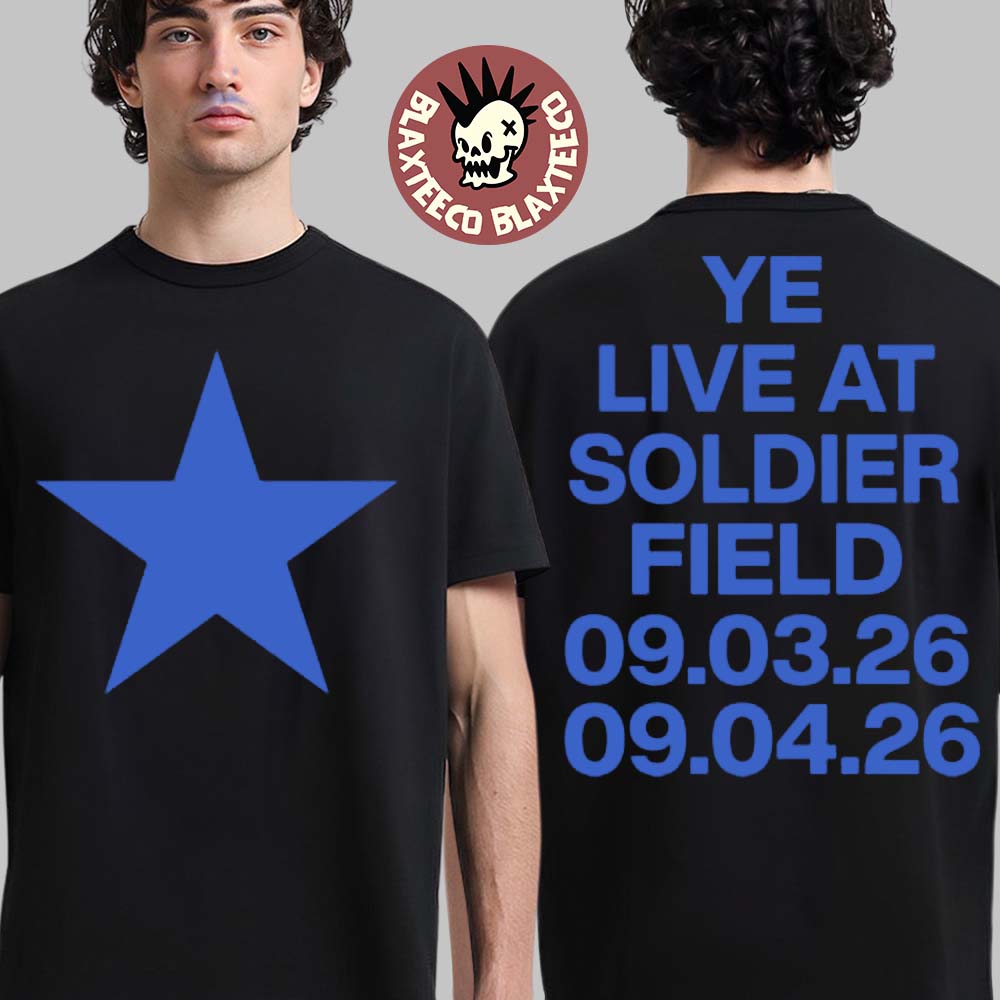 Kanye West Ye Live At Soldier Field Chicago 2026 Concert Merch Night 2 On September 4 2026 Blue Star T-Shirt Kanye West Ye Live At Soldier Field Chicago 2026 Concert Merch Night 2 On September 4 2026 Blue Star T-Shirt