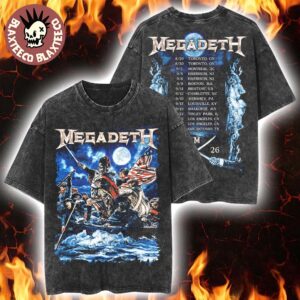 Megadeth North American 2026 Tour Merch Vic Washington Crossing the Delaware Vintage Washed Tee