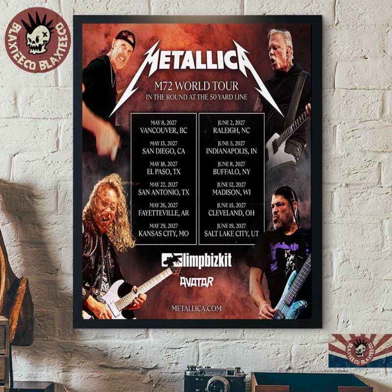 Metallica M72 World Tour North America 2027 Schedule Dates In The Round At The 50 Yard Line Decor Poster Canvas