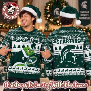 Michigan State Spartans NCAA Grinch Stole The Ball Festive 2026 Christmas Ugly Sweater