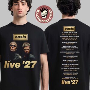 Oasis Live 27 UK And EU Tour 2027 Schedule Dates Band Portrait T-Shirt