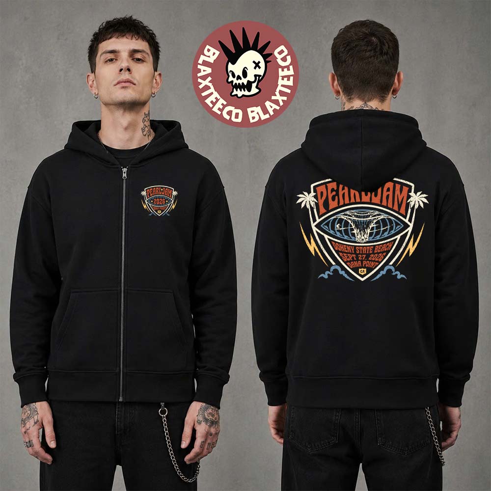 Pearl Jam Ohana Festival 2026 Merch Event Big Kahuna In Dana Point CA On September 27 2026 Zip Up Hoodie Pearl Jam Ohana Festival 2026 Merch Event Big Kahuna In Dana Point CA On September 27 2026 Zip Up Hoodie