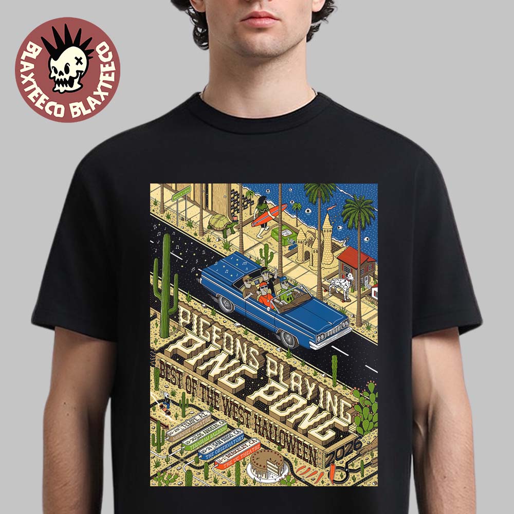 Pigeons Playing Ping Pong Best Of The West Halloween 2026 West Coast Run In Arizona And California From October 29 To November 1 2026 T-Shirt Pigeons Playing Ping Pong Best Of The West Halloween 2026 West Coast Run In Arizona And California From October 29 To November 1 2026 T-Shirt