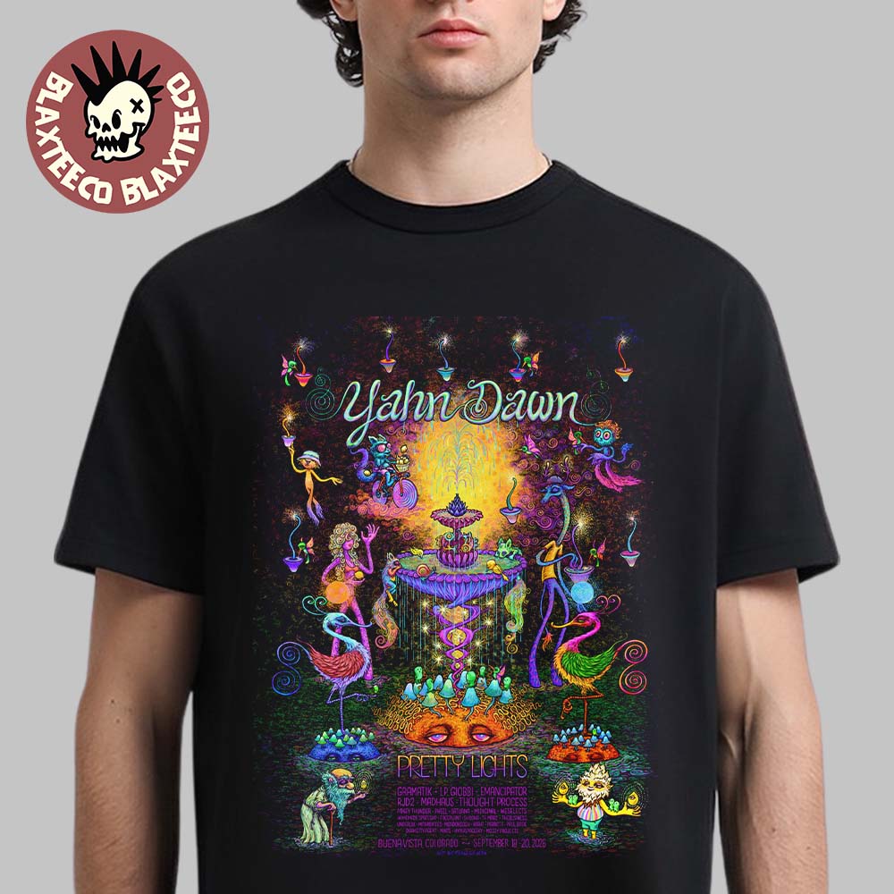 Pretty Lights Yahn Dawn 2026 Festival Merch Poster Buena Vista Colorado On September 18-20 2026 T-Shirt Pretty Lights Yahn Dawn 2026 Festival Merch Poster Buena Vista Colorado On September 18-20 2026 T-Shirt