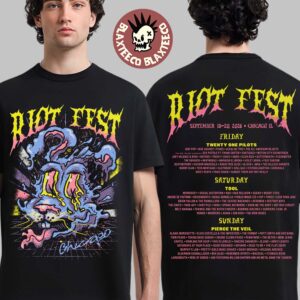 Riot Fest 2026 Chicago Merch At Douglass Park September 18-20 Psychedelic Bunny Lineup T-Shirt