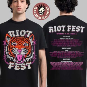 Riot Fest 2026 Chicago Merch At Douglass Park September 18-20 Tiger Lineup T-Shirt