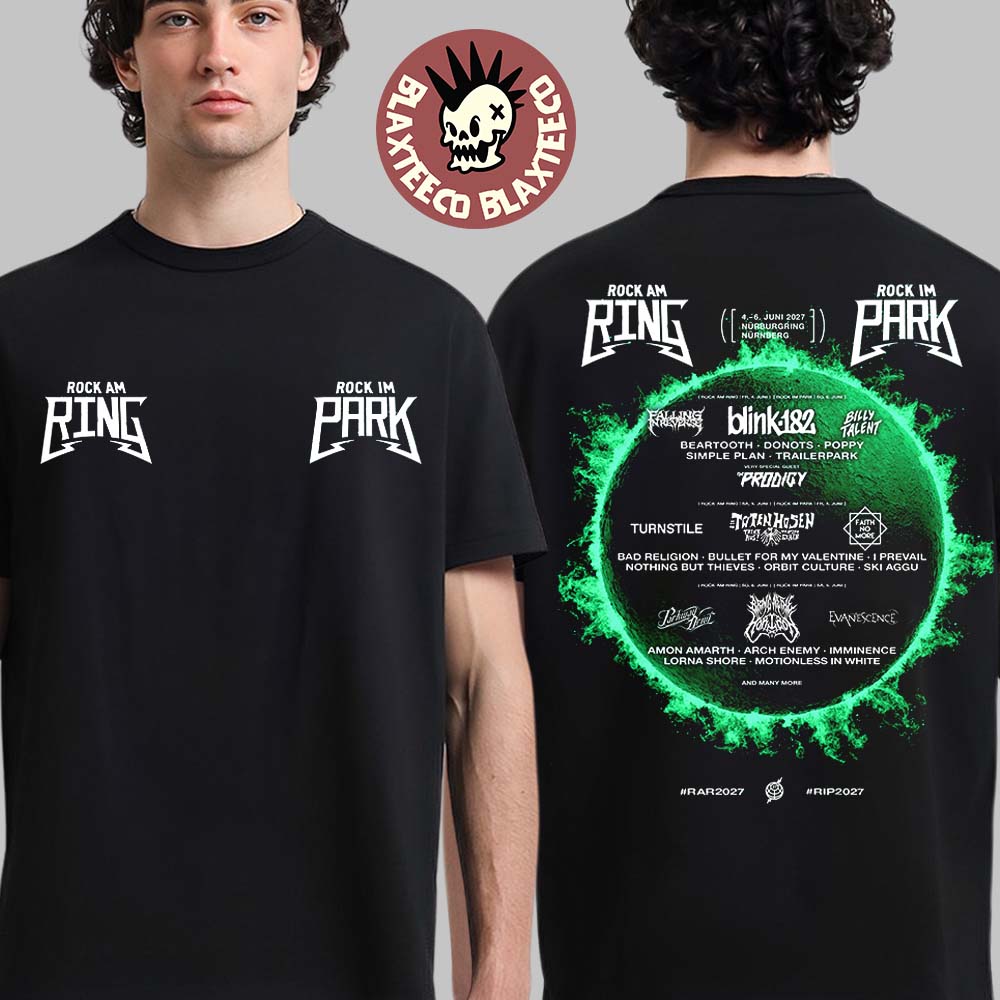 Rock Am Ring And Rock Im Park 2027 Lineup In Nurburgring And Nurnberg From 4-6 June 2027 Two Sided T-Shirt Rock Am Ring And Rock Im Park 2027 Lineup In Nurburgring And Nurnberg From 4-6 June 2027 Two Sided T-Shirt