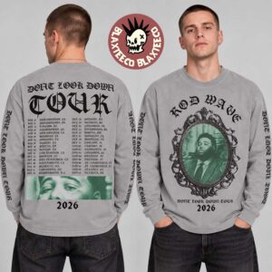 Rod Wave Don’t Look Down 2026 Tour Merch Royal Portrait Grey Long Sleeve