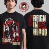Slayer Reign in Blood 40th Anniversary Tour 2026 Merch Skull Pentagon With Dates Back T-Shirt