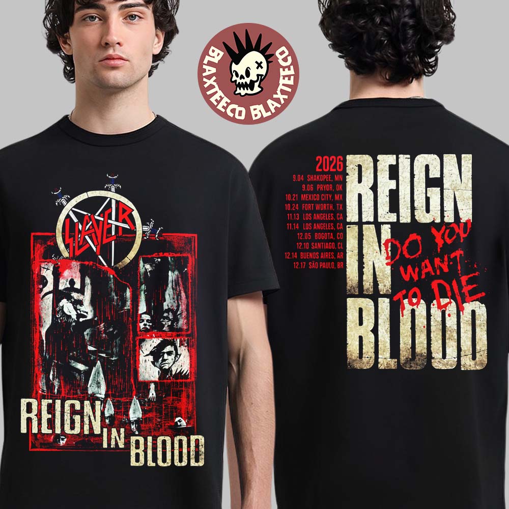 Slayer Reign in Blood 40th Anniversary Tour 2026 Merch Album Cover Main Art T-Shirt Slayer Reign in Blood 40th Anniversary Tour 2026 Merch Album Cover Main Art T-Shirt