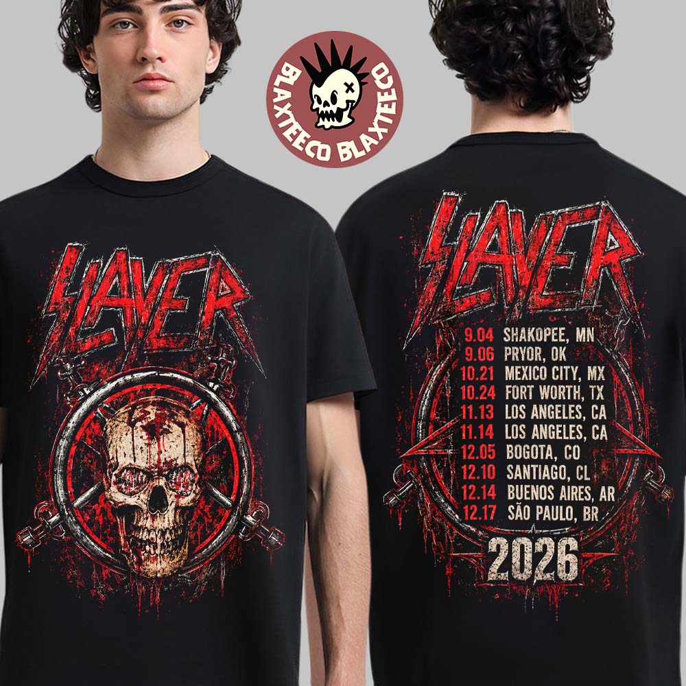 Slayer Reign in Blood 40th Anniversary Tour 2026 Merch Bloody Skull T-Shirt Slayer Reign in Blood 40th Anniversary Tour 2026 Merch Bloody Skull T-Shirt