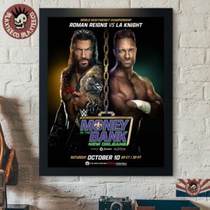 WWE Money In The Bank New Orleans 2026 Roman Reigns Vs LA Knight Word Heavyweight Championship Poster Canvas