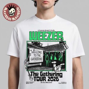 Weezer The Gathering Tour 2026 Merch Band Photo White T-Shirt