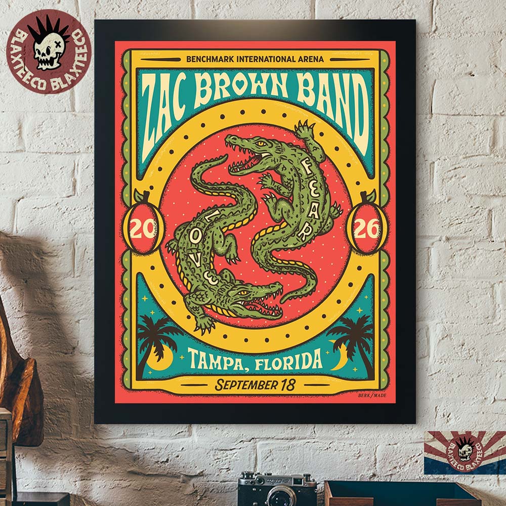 Zac Brown Band Tampa Florida 2026 Event Poster Live At Benchmark International Arena On September 18 2026 Poster Canvas Zac Brown Band Tampa Florida 2026 Event Poster Live At Benchmark International Arena On September 18 2026 Poster Canvas