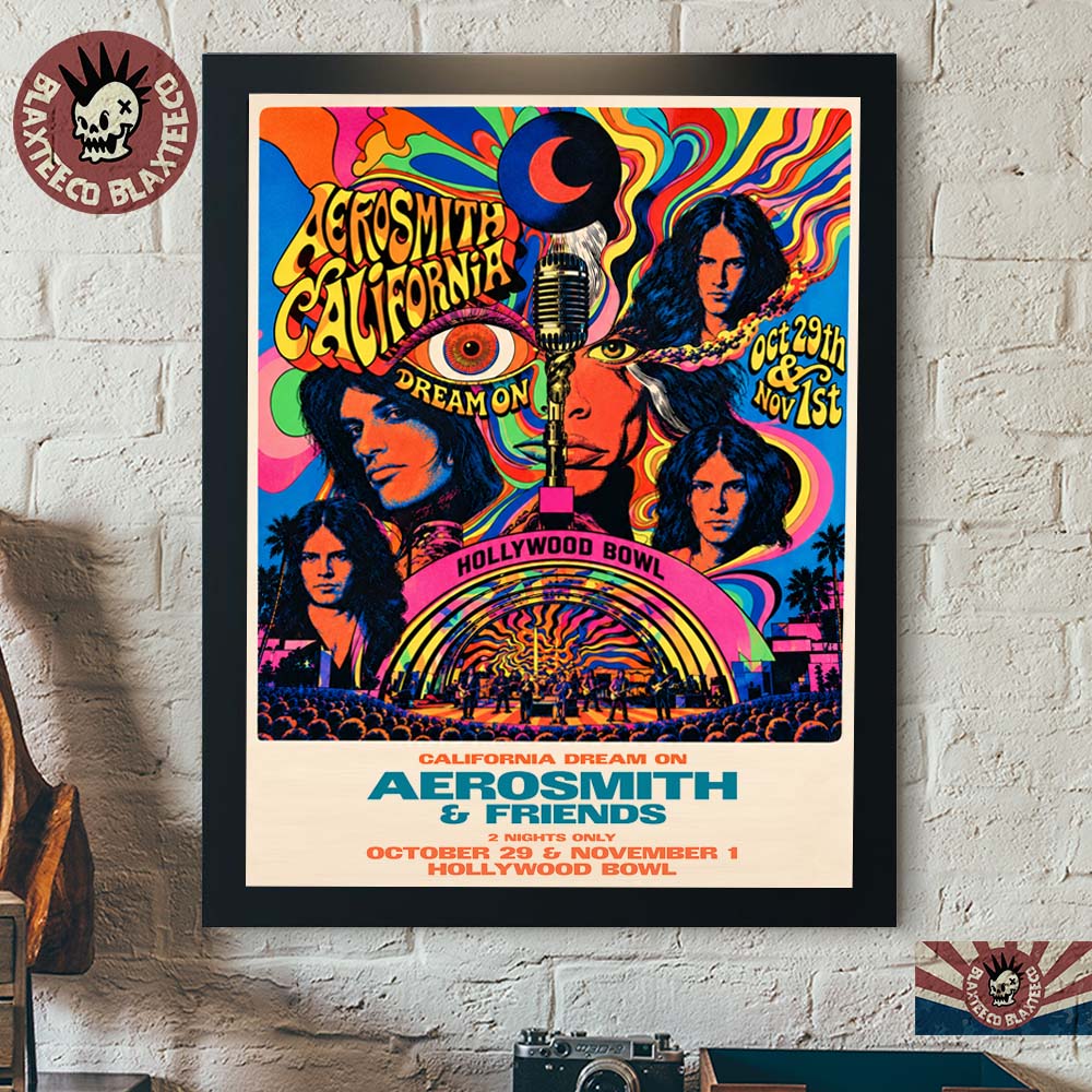 Aerosmith California Dream On Hollywood Bowl 2026 Merch Event Poster Oct 29 Nov 1 2026 Aerosmith California Dream On Hollywood Bowl 2026 Merch Event Poster Oct 29 Nov 1 2026
