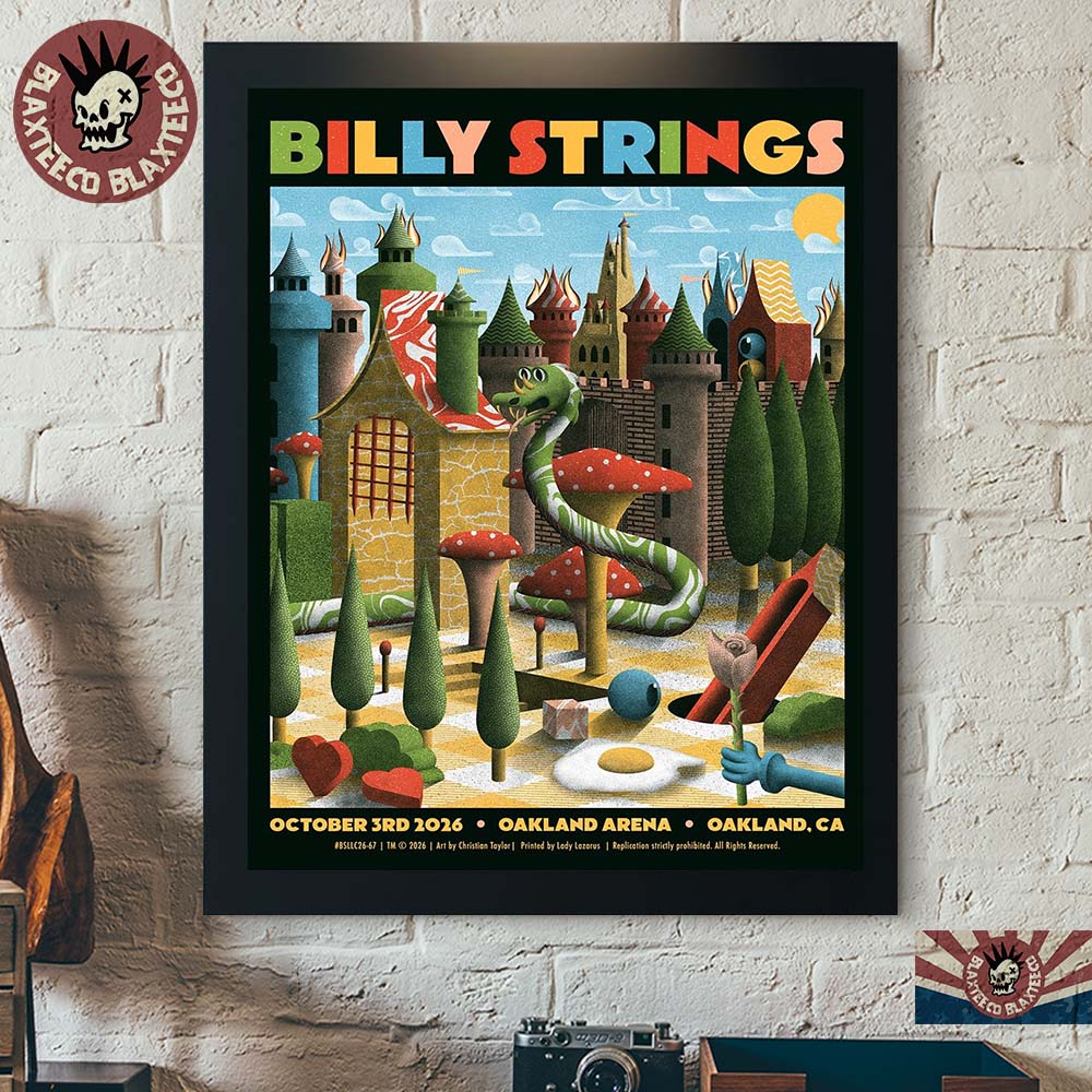 Billy Strings Oakland CA Night 2 Poster 2026 At Oakland Arena October 3 2026 Art By Christian Taylor Billy Strings Oakland CA Night 2 Poster 2026 At Oakland Arena October 3 2026 Art By Christian Taylor