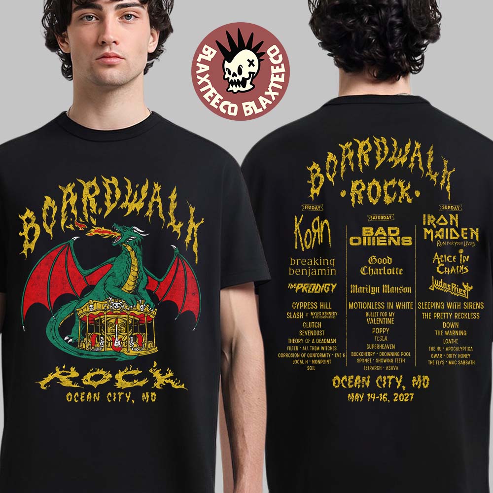 Boardwalk Rock 2027 Merch Ocean City Maryland May 14-16 2027 Dragon Lineup T-Shirt Boardwalk Rock 2027 Merch Ocean City Maryland May 14-16 2027 Dragon Lineup T-Shirt