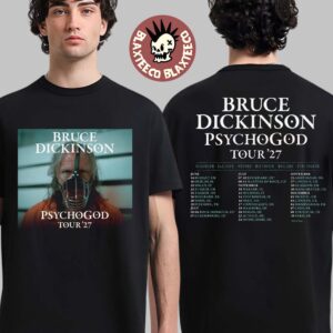 Bruce Dickinson PsychoGod Tour 2027 UK And EU Schedule Dates Two Sided T-Shirt