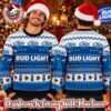 Bud Light Beer Lover Snowflakes And Deer White And Blue 2026 Christmas Ugly Sweater