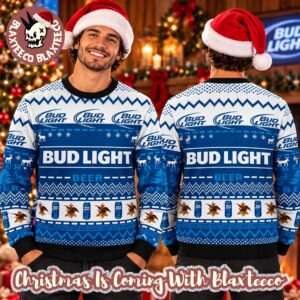 Bud Light Beer Logo And Cans Christmas Pattern Holiday Ugly Sweater 2026