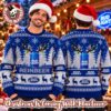 Bud Light Reindeer Can Blue And White Personalized Christmas Ugly Sweater