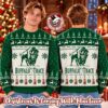 Buffalo Trace Bourbon With Christmas Lights And Santa Hat Reindeer Snowy Night Ugly Sweater