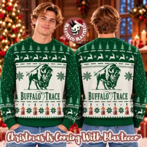 Buffalo Trace Green Reindeer Christmas Ugly Sweater