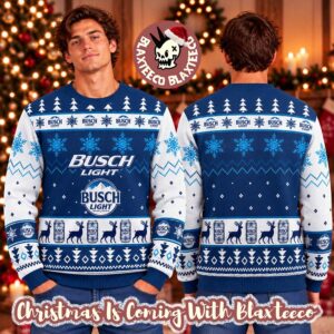 Busch Light Blue Christmas Ugly Sweater For Holiday 2026 Gifts