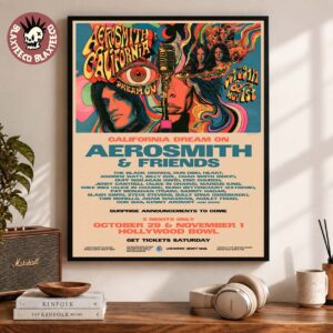 California Dream On Aerosmith And Friends 2 Nights At Hollywood Bowl Los Angeles CA October 29 November 1 2026 Decor Poster Canvas