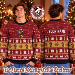 Captain Morgan Personalized Christmas Twinkle Lights Knitted Christmas Ugly Sweater