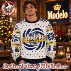 Cerveza Modelo Negra White Knitted Christmas Ugly Sweater