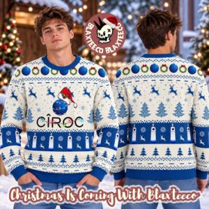 Ciroc Vodka Christmas Light Pattern Blue And White Holiday Ugly Sweater