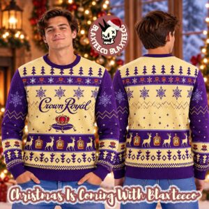 Crown Royal Big Logo With Snowflakes And Reindeer Christmas Ugly Sweater 2026