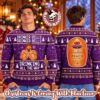 Crown Royal Peach Snowflakes Personalized Orange Holiday Ugly Sweater