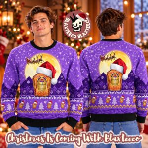 Crown Royal Santa Claus Sleigh Purple Christmas Ugly Sweater