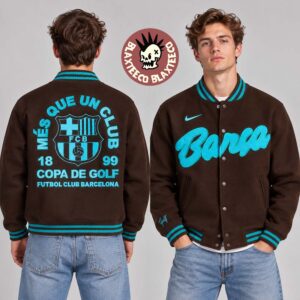 FC Barcelona X Goft Wang X Nike Copa De Golf Letterman Baseball Jacket