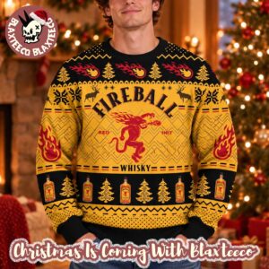 Fireball Cinnamon Red Hot Whisky Christmas Ugly Sweater